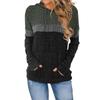 New Autumn and Winter Women's Loose Casual Contrasting Color Pocket Patchwork Hooded Sweatshirt