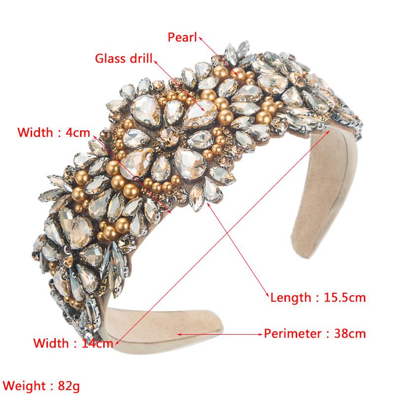 Damen Haarband Vintage Kristall Blume Barock Perle Street Shoot Breite Seite Kopfbedeckung