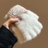 Polyester Plush Knitted Gloves Thick Warm Winter Gloves Soft Half Finger Gloves  Girls