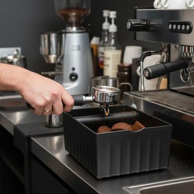 Rectangular Coffee Grounds Tapping Box Large Capacity Anti Slip Base Coffee Grind Waste Bin with Tapping Rod Stable