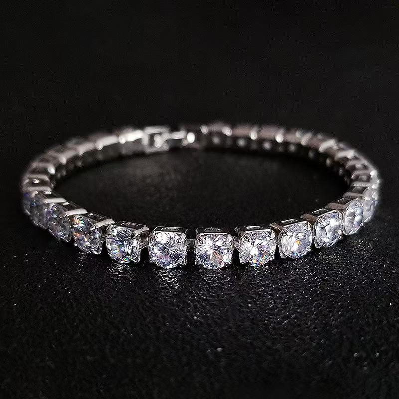 6mm Zircon Rock Candy Tennis Bracelet - Single Row Casual Bangle for Qixi Valentine's Day