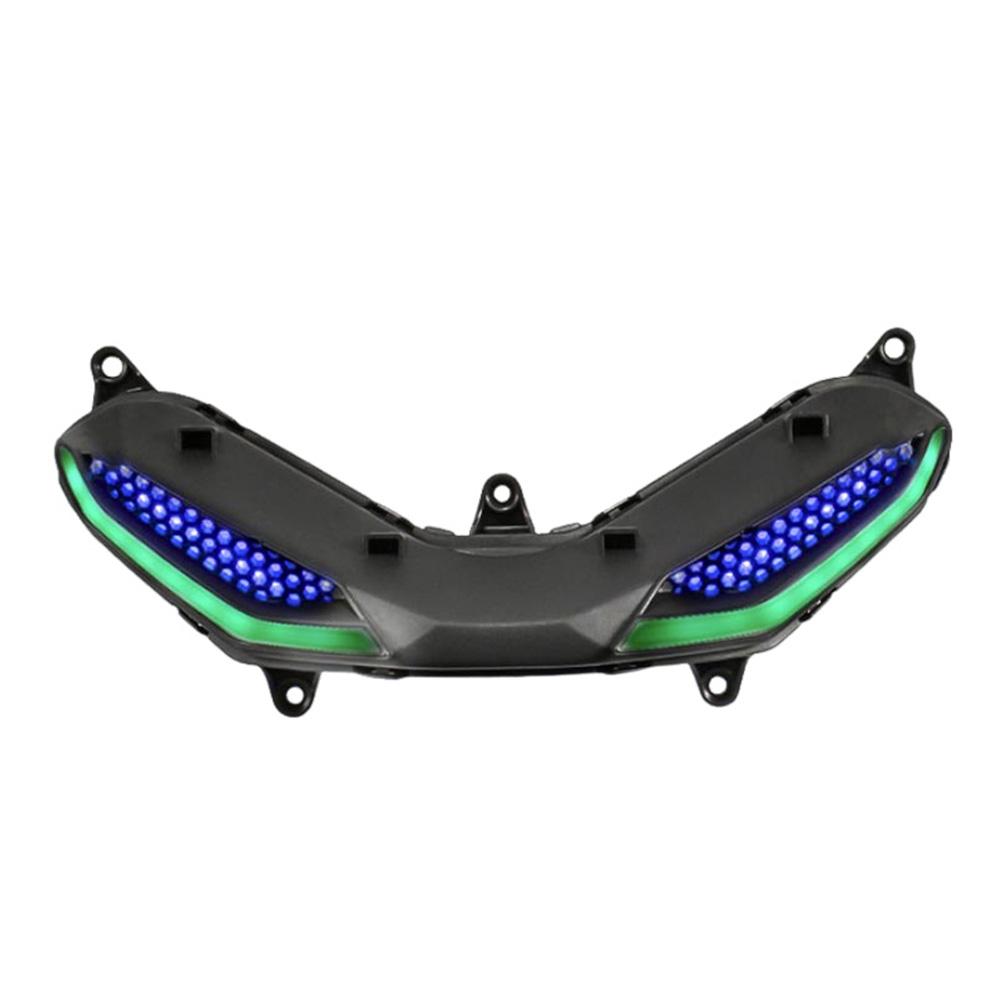 

12 В светодиодный мотоциклетный интегрированный указатель поворота DRL передняя фара с дистанционным управлением, меняющий цвет свет, совместимый с Y15ZR V1 V2 синий