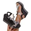 Women's Rhinestone Sandals 2025 Summer New Arrival Outdoor Platform Thick Sole Versatile Wedge Beach Sandals