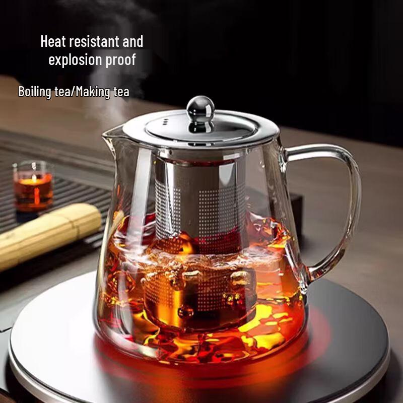 COMATE Glass Teapot with Stainless Steel Infuser