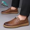 New men's shoes 2025 summer hollow breathable hole shoes men's casual leather shoes dad leather shoes