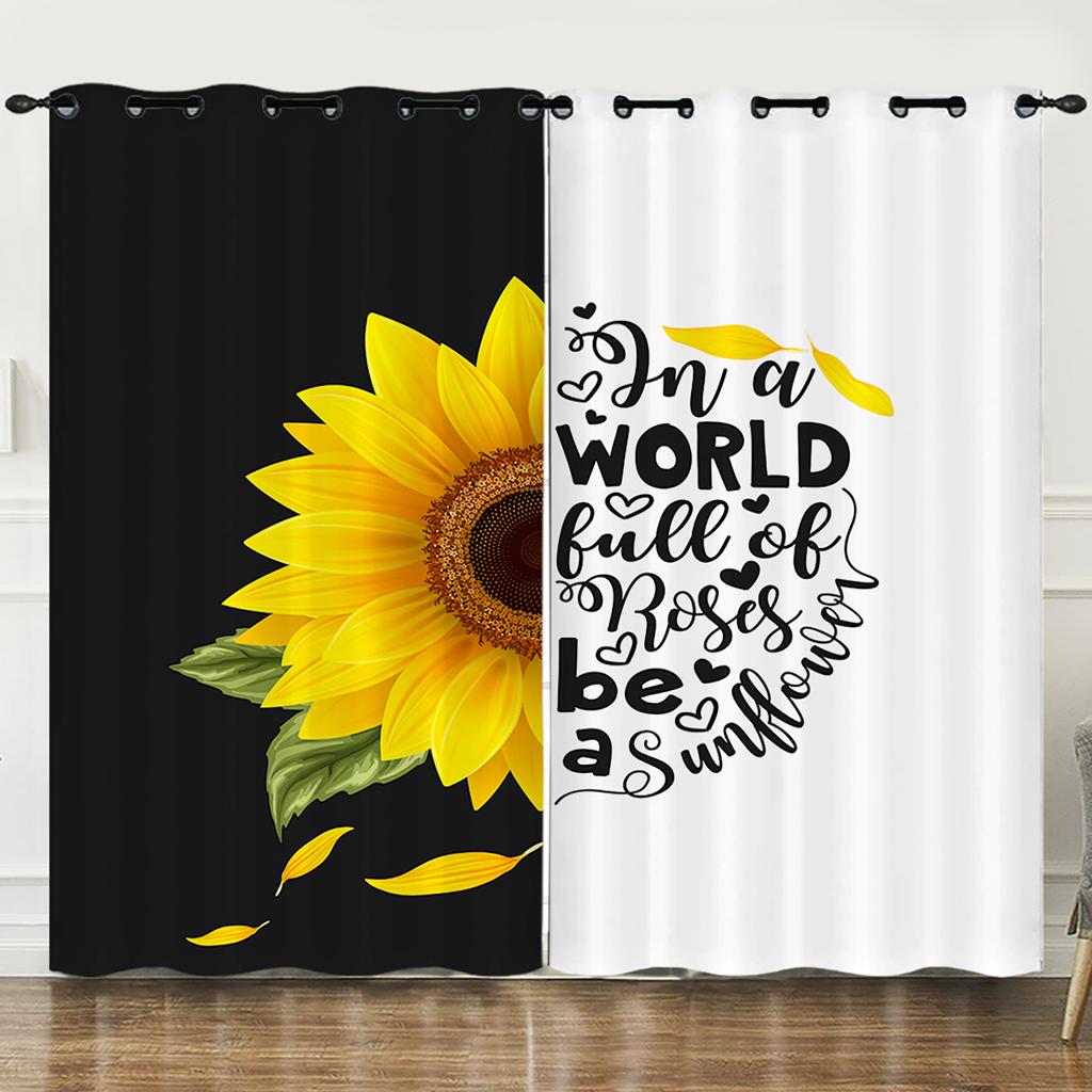 Curtain Rugby Sunflower 3D Digital Printing Blackout Curtain Punching