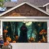 7 x 16ft Halloween Garage Door Cover Large Skeleton Graveyard Hanging Backdrop Door Banner for Halloween Yard Front Porch Wall Decoration