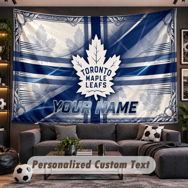 Wall Hanging Tapestry Custom NameToronto Maple Leafs Pattern Personalized Printed Fabric Wall Decor
