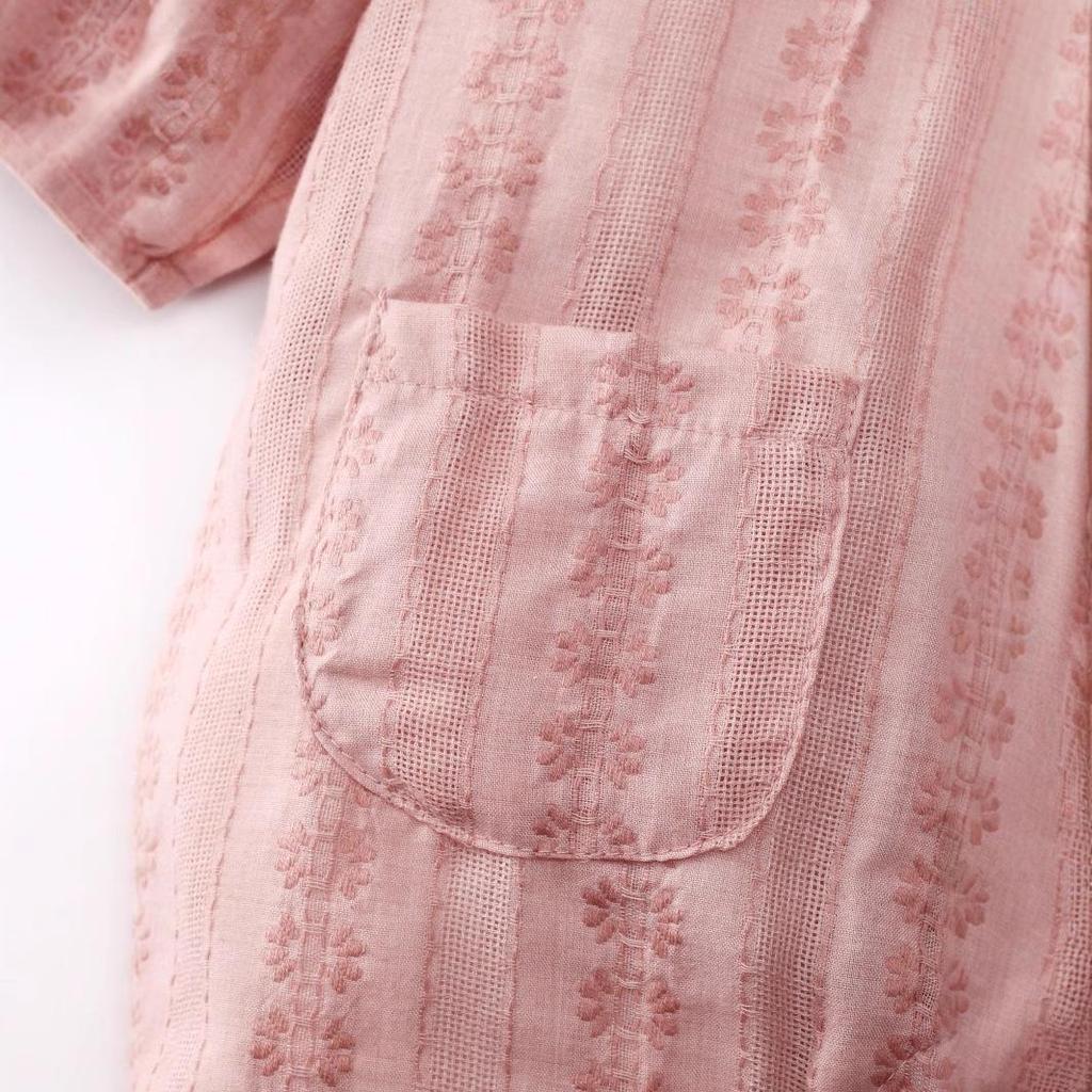 Letni pajacyk dla dziewczynki, z długim rękawem, Klasa A, oddychający - Rozmiary od 0-3 do 24 miesięcy