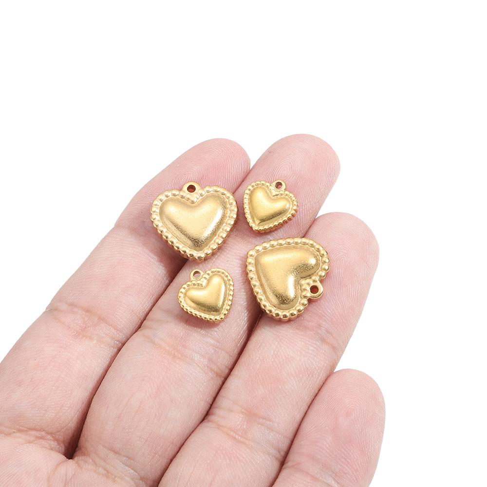 5pcs Stainless Steel 10mm 15mm Classical Heart Charms Pendant for DIY Jewelry Women Necklace Findings Earrings Making Supplies