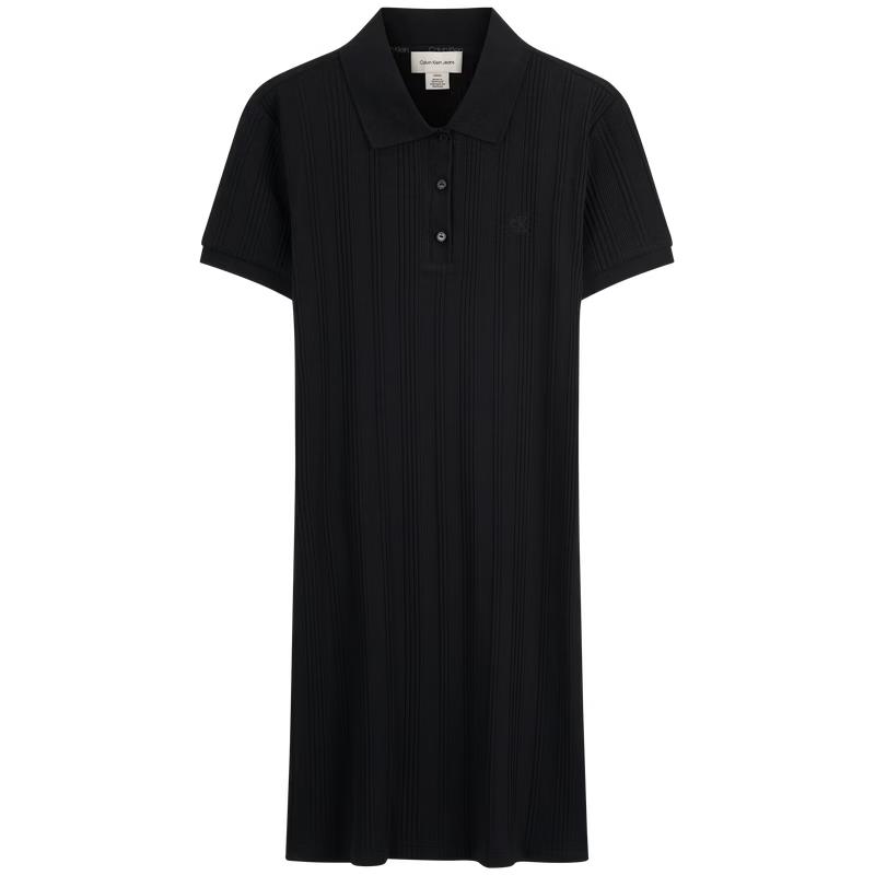 Calvin Klein Jeans Women s Ribbed Knit Polo Dress 2XS