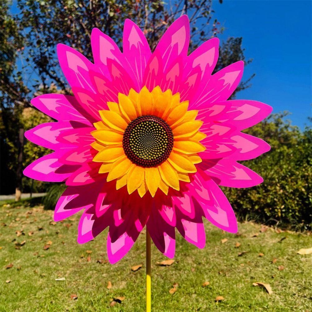Multistyles Rotating Sunflower Stake Standing Lawn Flower Pinwheel  Outdoor Party Picnic Decor