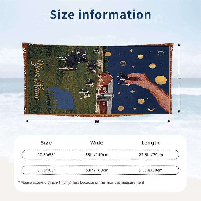 Cow Highland Theme Beach Towel Personalized Custom Name & Text Soft Quick Dry Beach Towel for Swimming Travel