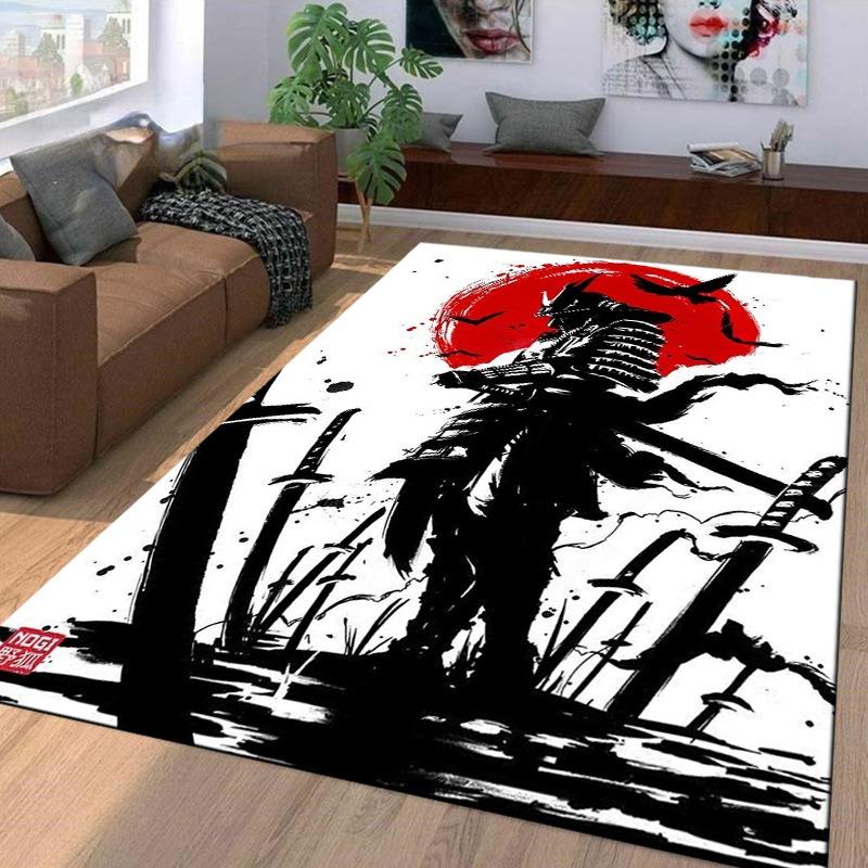 Samurai Spirits Large Carpet for Living Room Creative Retro Oriental Doormat Carpet Bedroom Home Decor Non-slip Floor Play Mat