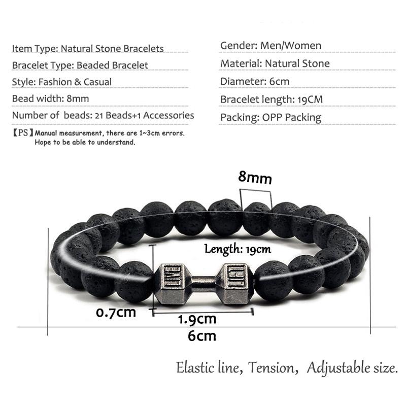 14 Style Dumbbells Lava Stone Beads Bracelets Bangles Women Jewelry Men Bracelet Metal Accwssories Bileklik Couple Pulseras