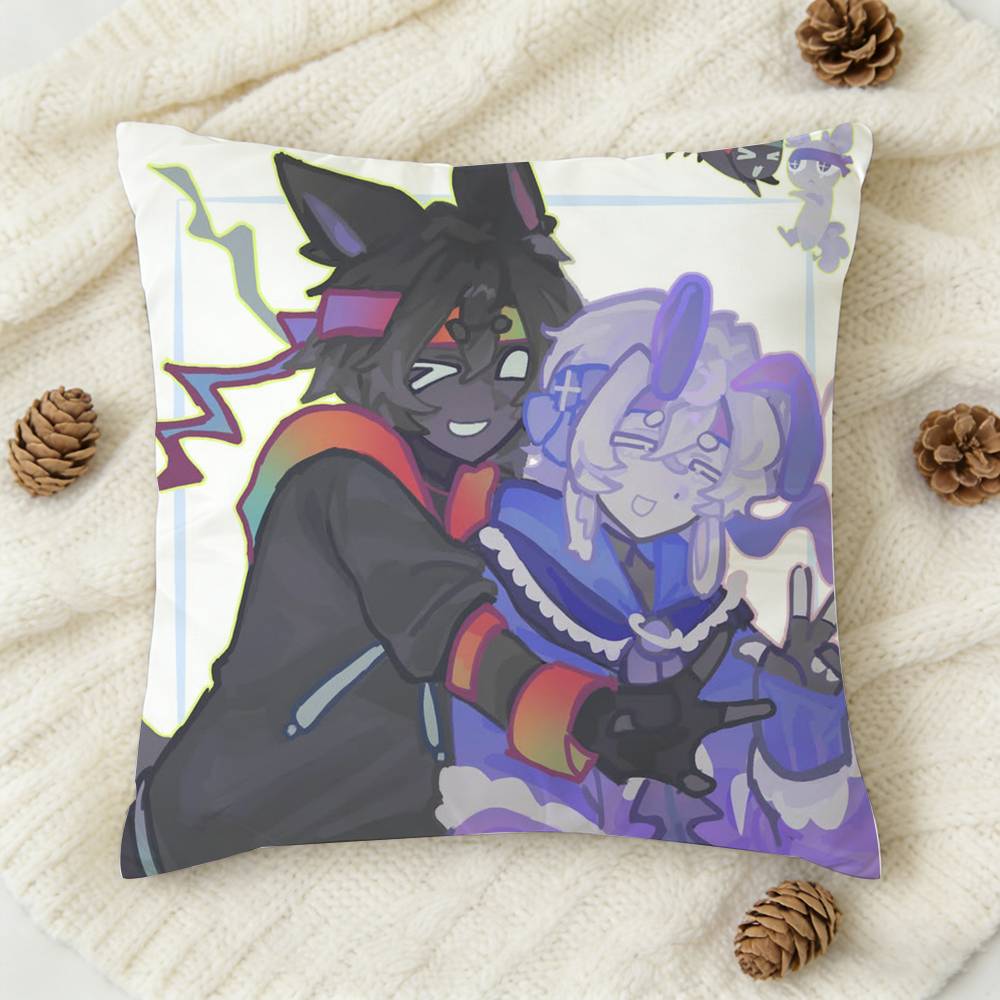 Anime Wemmbu Eggchan Tax Duo Doublesided Printed Square Decorative Cushion Cover for Sofa Living Room Home Decor