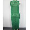 Cross-border Vacation Sexy Knit Sleeveless Dress: Solid Color, Round Neck, Breathable, High Slit, Beach Cover-up