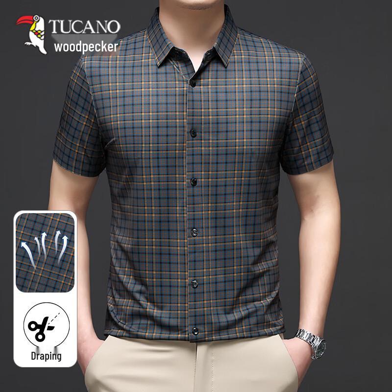 TUCANO Men s Plaid Short-Sleeve Cool-Touch Shirt L
