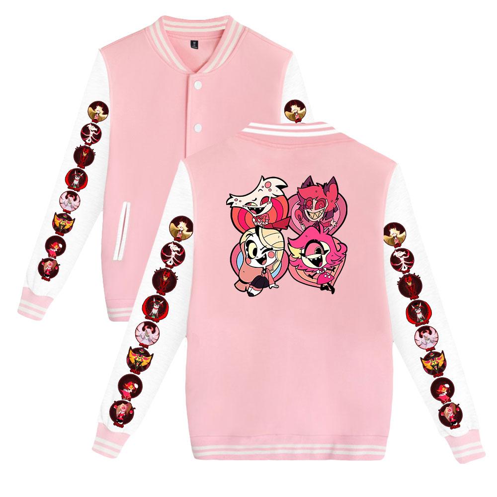Women Men's Jackets Jacket Hazbin Hotel Baseball Jacket Oversize Hip Hop Outerwear for College Couples Clothing Custom