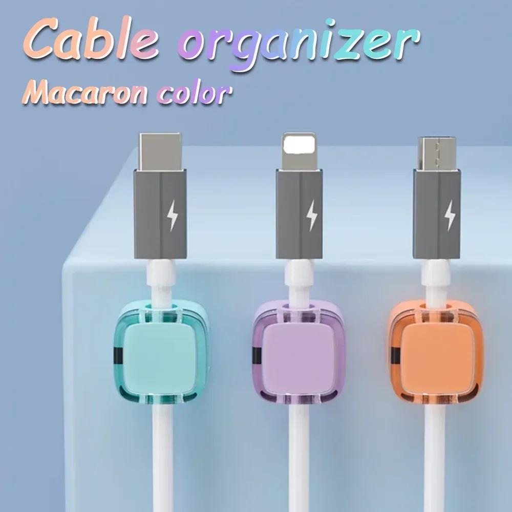 3pcs Magnetic Cable Management Clips Multi-Colored Data Cable Cord Organizer Desk & Wall Mounted Hooks For Phone Data & Charger