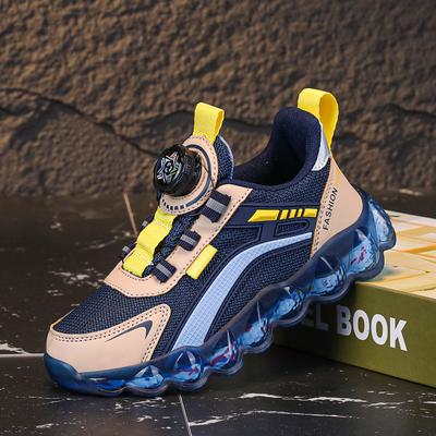 Rotating Button Middle and Old Children's Classmates Mesh Shoes Trendy Breathable Boys' Shoes 2025 Children's Sports Shoes New Running Shoes