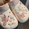 Vintage Rose Shoe Charms DIY Shoe Buckle Pearl Butterfly Detachable Decoraticoraon Buckle Shoe Accessories Girls Party Gift New