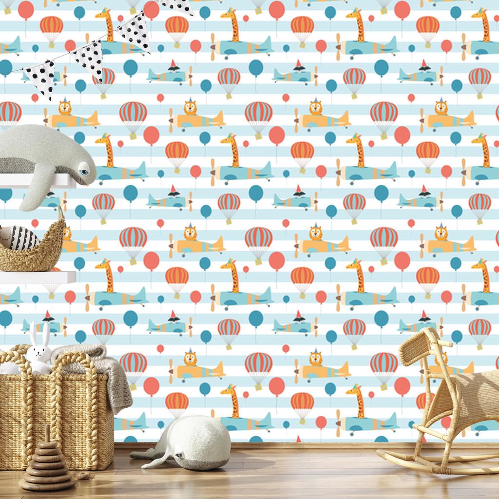 Wallpaper Balloons planes animals for living room and bedroom 50x1000