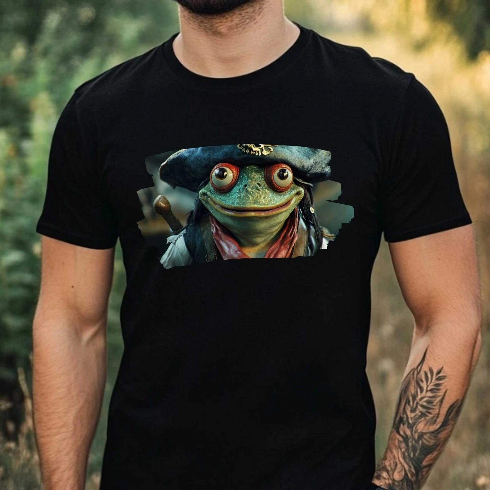 T-Shirt Herren Piraten Frosch Motiv Baumwolle Größe XS bis 5XL XXXXL