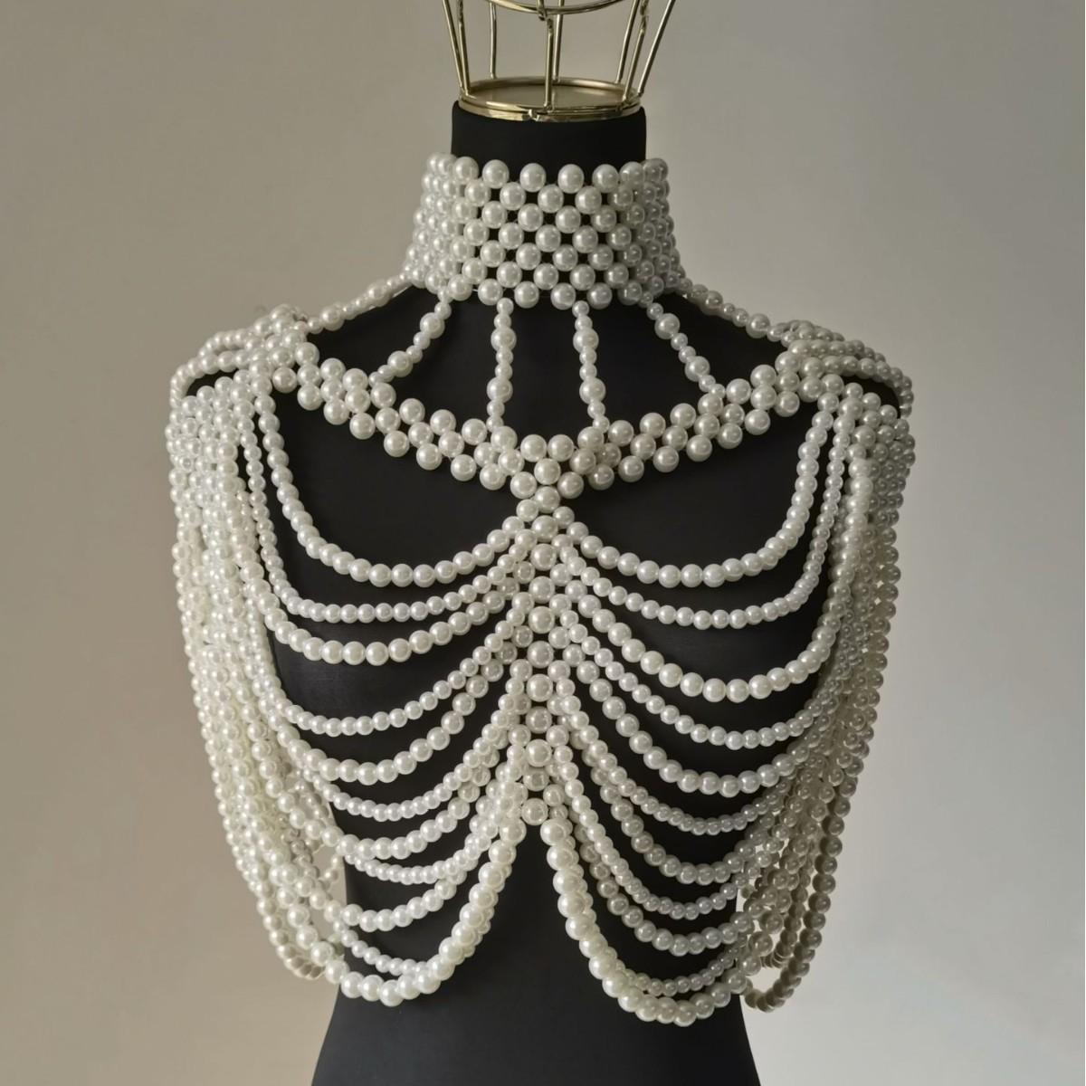 Accessories Imitation Pearl Body Chain Hollow Creative Sexy Fashion Shawl Tassel Premium Breast Chain One size fits all