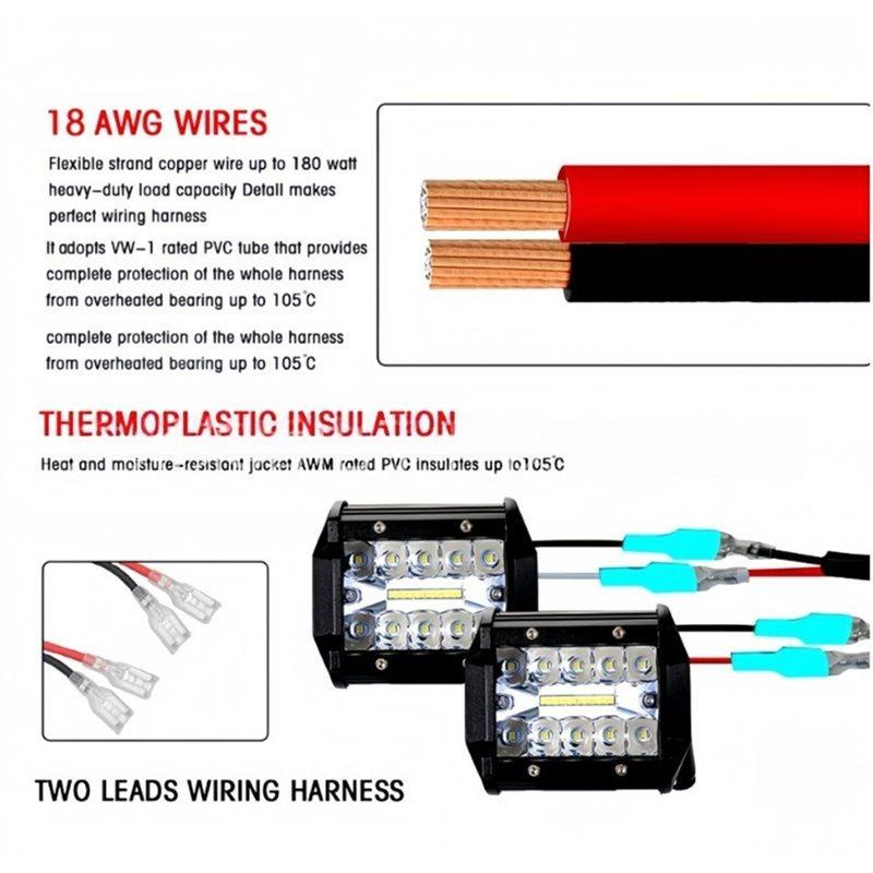 

LED Light Bar 300W 18AWG Universal Wiring Harness With 12V 40A Relay On/For Off Switch For Off Road Truck SUV ATV UTV