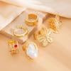 Fashionable Adjustable Flower Rings Set With Stylish Pearls Highlight Accessory for Women’s Everyday And Party Looks
