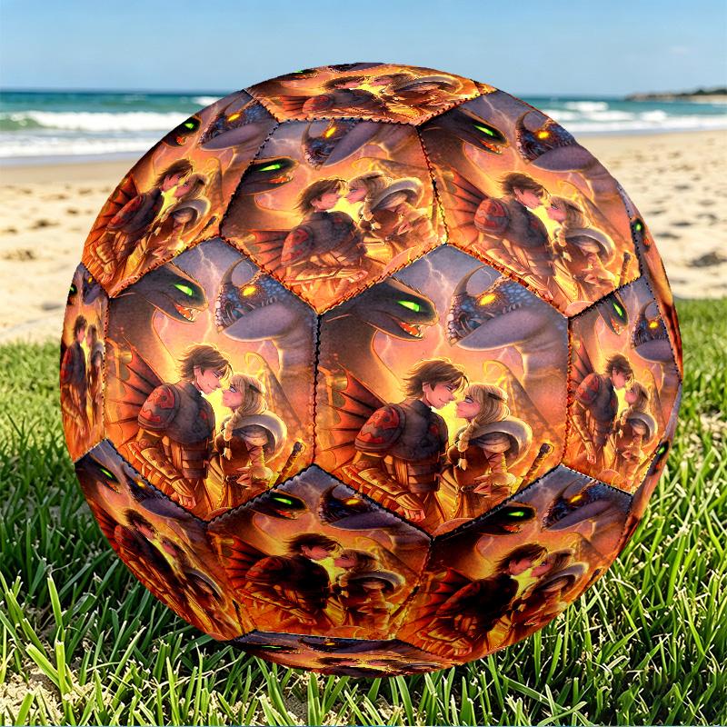 How to Train Your Dragon Print Size 5 Soccer Ball, PU Wear Resistant Football for Match Training and Daily Practice, Birthday Gift for Soccer Fans