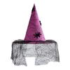 Creative Halloween Night Headgear Witch Hat, with Lace Mesh And Simulated Spiders, Gothic Decorative Spider Web Hat Style Costume Accessory,