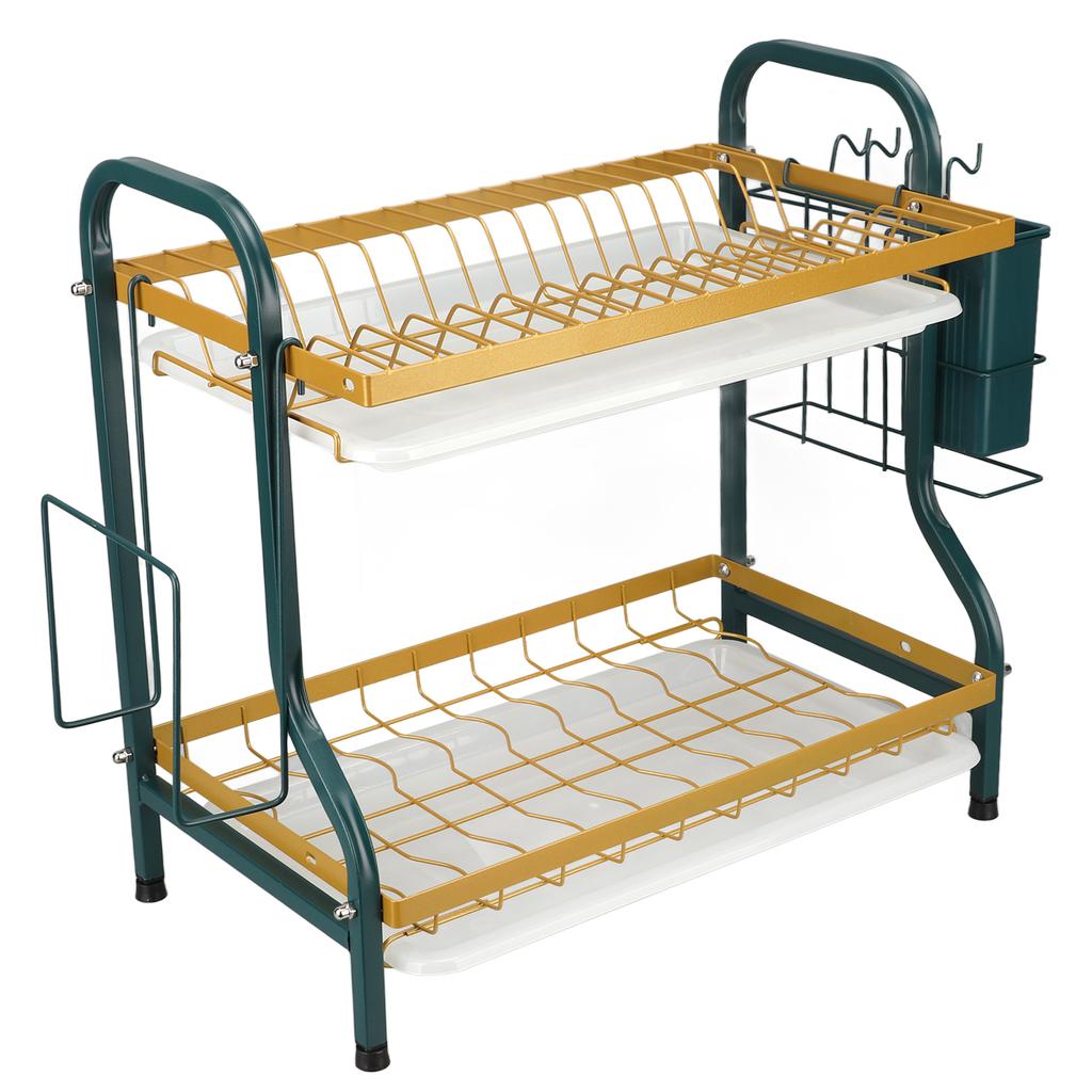 Dish Drying Rack Large Capacity Rust Resistance Modern 2 Tier Dish Racks with Drain Board for