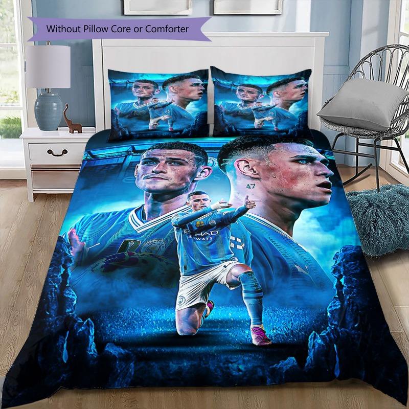Soccer Player Foden Art Collage Print 3‑Pieces Duvet Cover Set Sports Bedding Without Pillow Core or Comforter