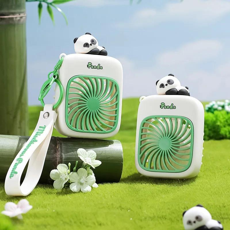 Portable Keychain Fan For Travel Small Cooling Fans Rechargeable Cute Panda Travel Fan Handheld Fan Gift