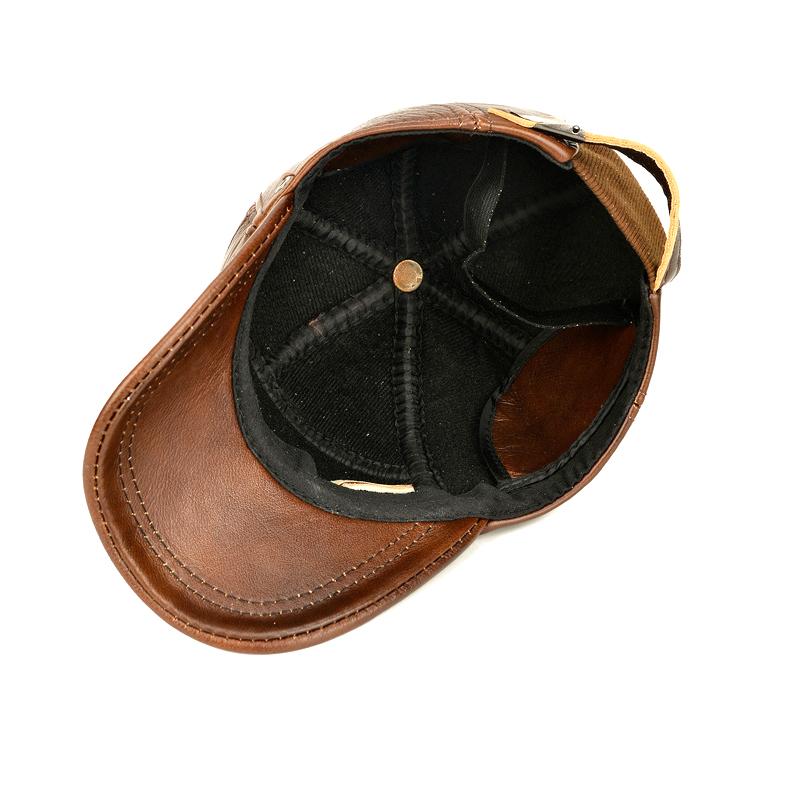 Real Leather Winter Baseball Cap Genuine Leather  for Men Adjustable Outdoor Keep Warm Snapback Earflaps Hat