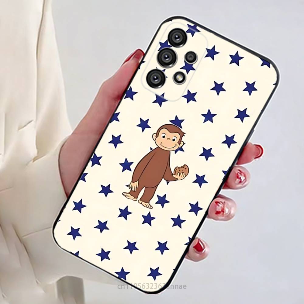 

Luxury Y2K Curious George Phone Case For Samsung Galaxy A13,21s,22,31,32,52,53,71,80,A91 Soft Black Shell Samsung Note 10 Pro