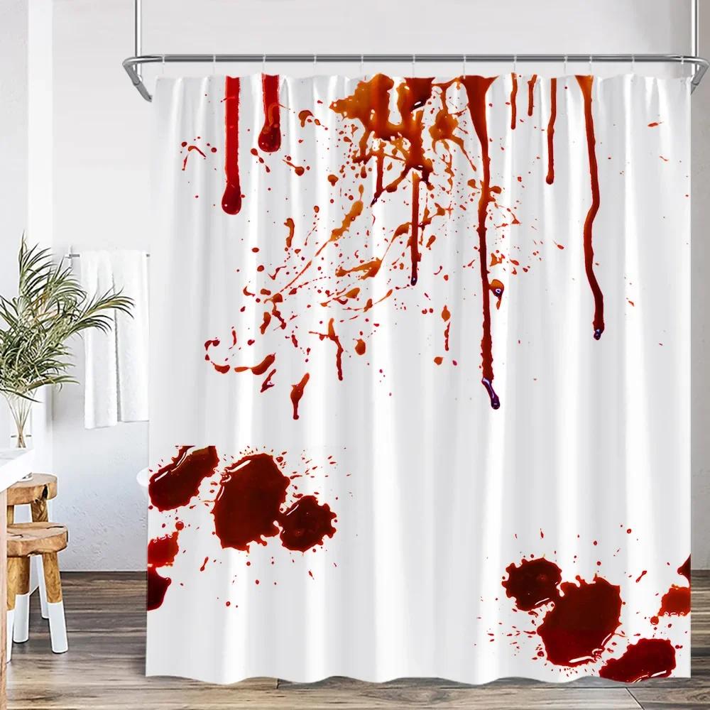 Bloody Handprints Halloween Blood Drops Help Me Shower Curtain Horror Bathroom Decoration Shower Curtain