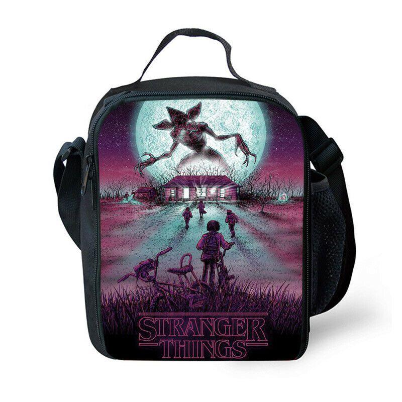 Stranger Things Insulated Lunch Box Bag Durable Oxford Backpack For Outdoor Picnic And Beach With Smooth Zipper