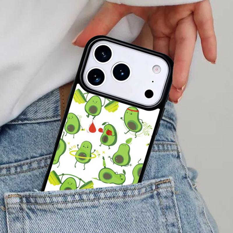 cute cartoon Avocado Fitness Phone Case for iPhone 16e 15 14 13 12 17 Pro Max Plus Air 17pro Cover Coque