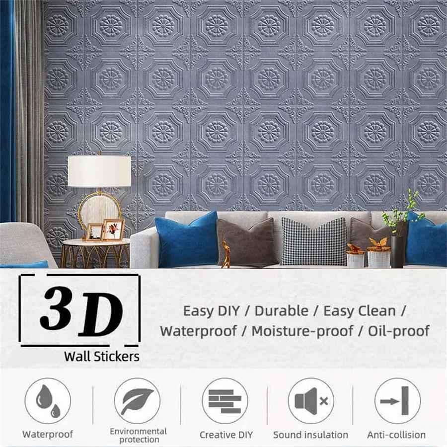3D Wallpaper Self-Adhesive Waterproof Anti-Trendy Wall Stickers Foam Stickers For TV Background Wall Room Decoration