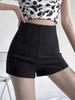 Women's High Waist Black A-Line Summer Shorts - Petite, Tight, Elastic, and Anti-Exposure