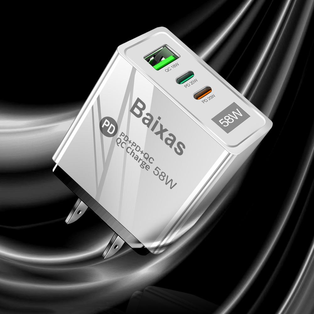58W Dual Fast Charger with 2PD & QC3.0 for EU/US/UK