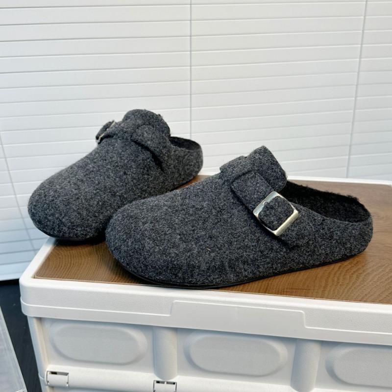 Frosted leather velvet women's winter new one-pedal warm fluffy slippers bag head half drag