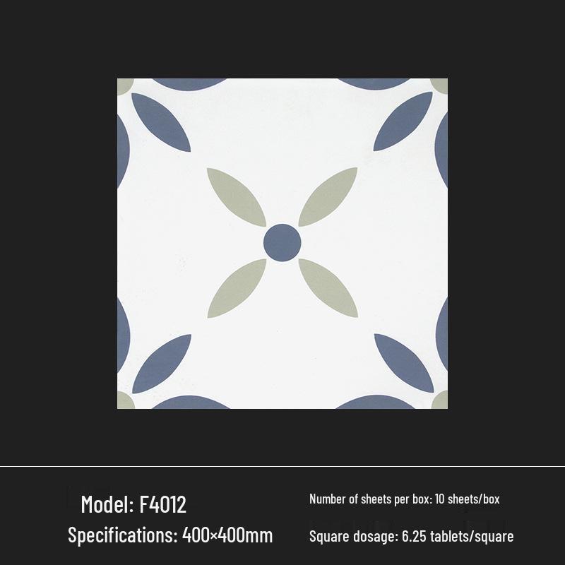 400x400 Zelená francouzská retro dlaždice s malým květinovým vzorem pro kuchyň, koupelnu, balkon a podlahu