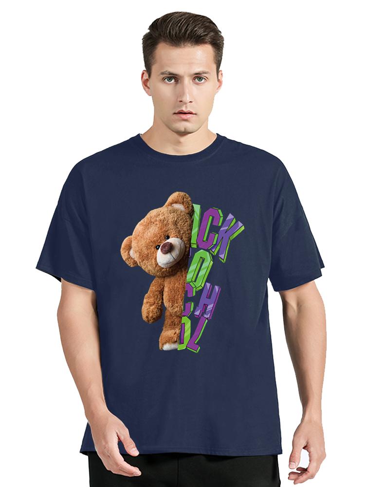Fashion All-match Women Cotton T-shirt Cartoons Cute Bear Tops Summer Black Classic O-Neck Tee Women Clothes Hip Hop Tshirt