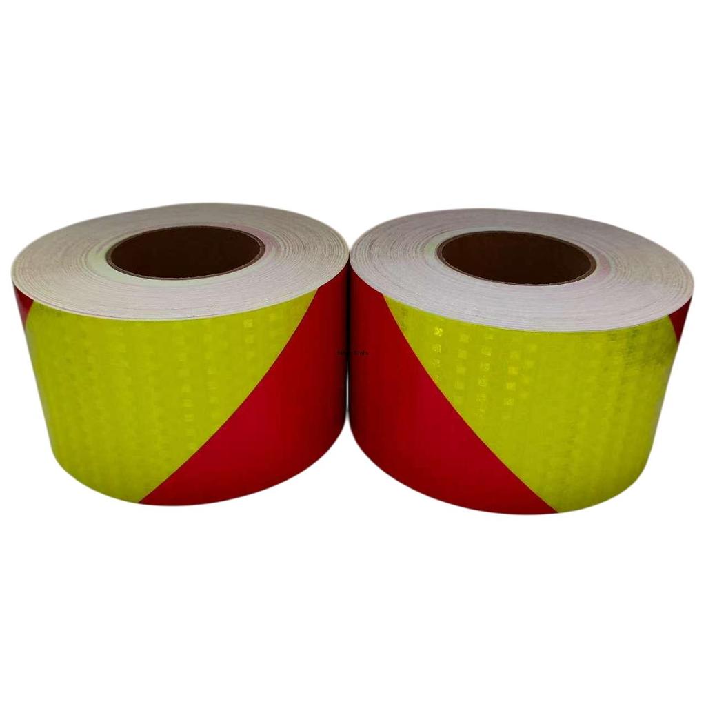 5cm/10cm/15cm/20cm*5M Reflective Adhesive Tapes Fluorescent Yellow-Red Left Right Twill Sticker Reflectors Waterproof Sheetings