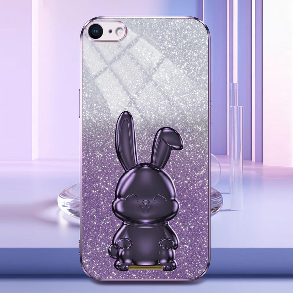 For iPhone 6/7/8/SE (2020)/SE (2022) Cartoon Rabbit Kickstand Cover Anti-collision Phone Case