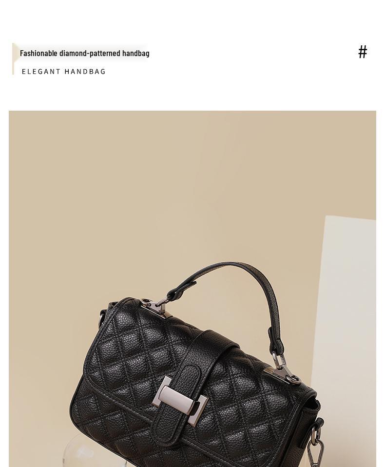 2026 Summer Genuine Leather Women's Crossbody & Shoulder Bag - Hot Selling Diamond Lattice Small Square Handbag